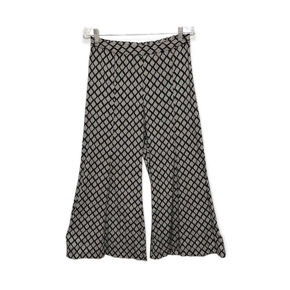 Saturday Sunday Anthropologie Black Geometric Wide Cropped Leg Palazzo Pants